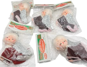 Vintage Christmas Trim A Pac Japan Glitter Angelo Ornamento Set di 5 NOS - Foto 1 di 9