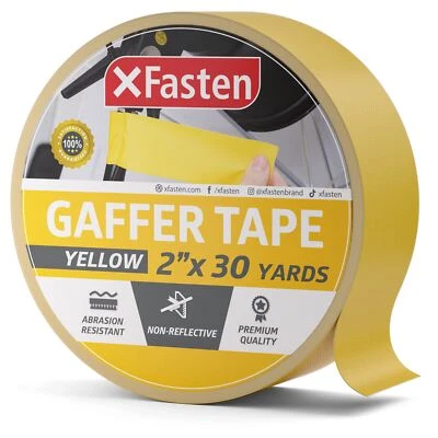 XFasten Yellow Gaffers Tape 2 Inch X 30 Yards, Cable Management Gaffer Tape, ...