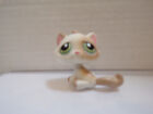 Littlest Pet Shop~#197~Kitty Cat~Sitting~White Tan~Green Dot Eyes~Red Magnet