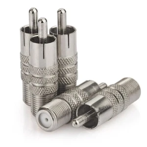 5er-Pack F Typ Buchse auf Cinch Stecker Video Audio Stecker Adapter für TV HDTV DVD - Bild 1 von 7
