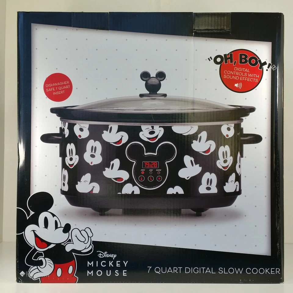 Disney Mickey Mouse 7 Quart Digital Slow Cooker Crock Pot Sounds New In Box - Image 1 of 4