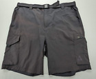 Gerry Outdoors Shorts Men's 40W 10' Tech Dark Gray Flat Cargo Belted Logo