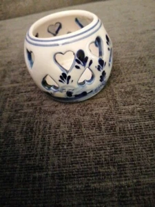 Porte-bougie/lampe sarcelle poterie Holland - 529 - Photo 1/5