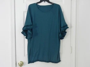 Túnica verde boho verde sin marca mangas con flecos y dobladillo se ajusta como 3X - Imagen 1 de 6