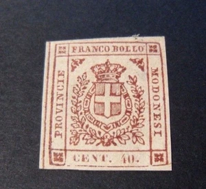 ITALIA ,ITALY 1859 Old State MODENA "Stemma di Savoia"40c. MH* Timbrino al verso - Imagen 1 de 2