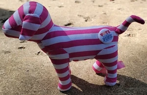 Genuine Victoria's Secret Vote For PINK Small Striped Plush Dog Only - Picture 1 of 5