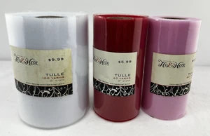 3 Spools Studio His&Hers Tulle, White 6" 100 yd, Red 6" 40 yd, Pink 6" 40 yards - Picture 1 of 3