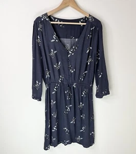 Tokito Grey Floral Size 12 Short Dress 3/4 Sleeve Elastic Waist - Picture 1 of 6