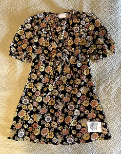 Mini Vestido Negro Amarillo Naranja Manga Abullonada ASOS DESIGN EE. UU. 6 NUEVO - Imagen 1 de 8