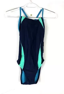 Speedo Women’s Solid Splice Blue One Piece Swimsuit Size 6 - Picture 1 of 3