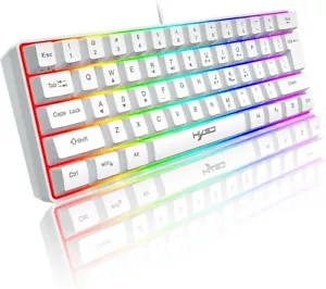 MAMBSNAKE V700 61 Keys Mini Wired RGB Gaming Keyboard Portable ABS Keycap White - Picture 1 of 7