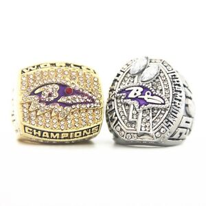 NFL 2000 2012 BA Ravens super bowl Champions Replica Rings set with wooden box