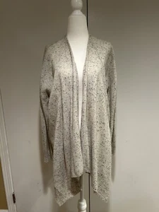 Damen 100% Kaschmir Strickjacke Größe Petite Large hellgrau mit schwarzen Flecken - Bild 1 von 13