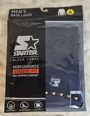 Starter Black Label Base Layer Top S Long Sleeve Crew Navy Blue Light SHIPS FREE - Image 1 of 3