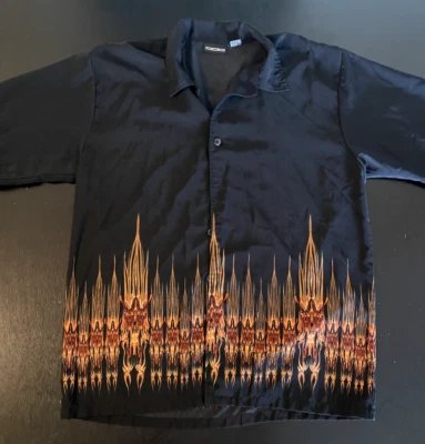 Camisa informal retro con botones de motociclista manga corta ODO para hombre, talla: grande Foto 1 de 4