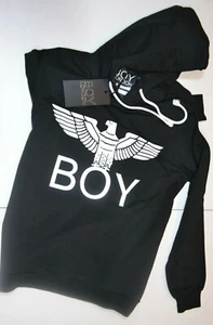 Felpa Boy London con cappuccio nera, vestibilità comoda modello garzato - Foto 1 di 2