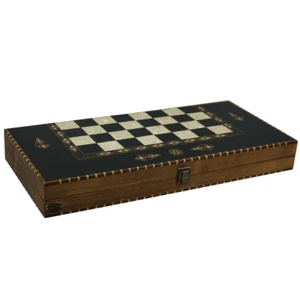 20 Inch Helena Rural Ebony Backgammon Set  - Picture 1 of 6
