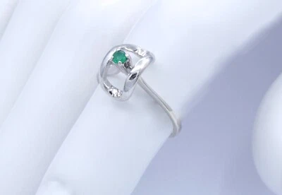 Vintage Damenring mit Smaragd / 585er - 14 Karat Weißgold - 50 (15,9 mm Ø) - Bild 1 von 4