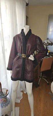 Abrigo reversible de cuero/cordero persa 34" de largo Foto 1 de 4