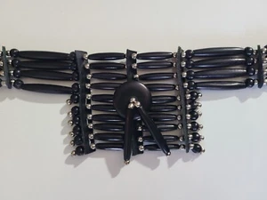 Gargantilla collar plato pecho 10 líneas hueso búfalo hueso búfalo cuentas indio nativo negro - Imagen 1 de 2