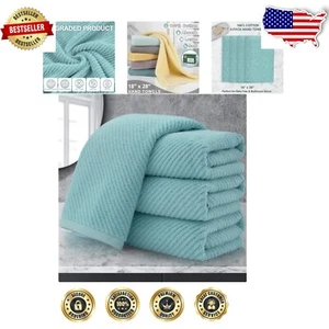 Luxury Aqua Teal Hand Towels Set of 4 – Fluffy 100% Cotton, Ideal for All Ages - Picture 1 of 9