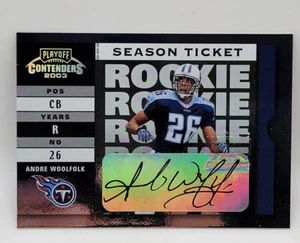 2003 Playoff Contenders #184 Andre Woolfolk Auto Silver Rookie RC /989 - Picture 1 of 2
