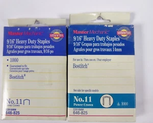 Master Mechanic Staples No. 11 Power Crown 9/16" Heavy Duty 1000 Lot of 2 - Imagen 1 de 1