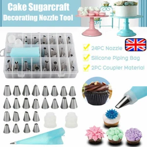 24pc Professional Cake Decorating Baking Kit Icing Piping Nozzles Tools Set - Picture 1 of 12