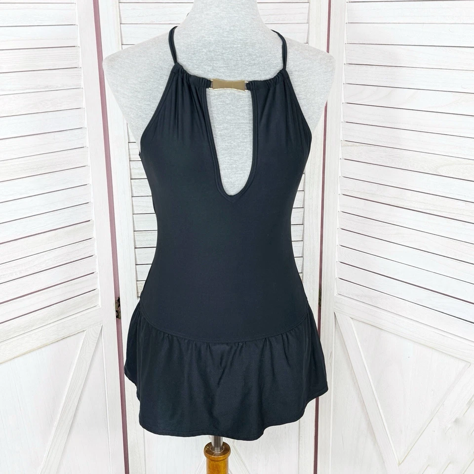 Kate Spade Crescent Bay Swim Dress Women Small Black High Neck Swimsuit One Piec - Image 1 of 4