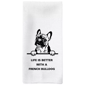 French Bulldog Kitchen Towels Dog Gifts Dish Tea Towels 16x24 Inches - Picture 1 of 7