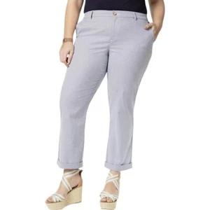 Tommy Hilfiger Pants Womens Plus Size 20W Hampton Chino Blue Stripe Cotton Blend - Picture 1 of 8