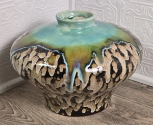 Danish Style Tropfglasur Vase Gefäß MCM Vintage grün blau braun lila ATEMBERAUBEND - Bild 1 von 10