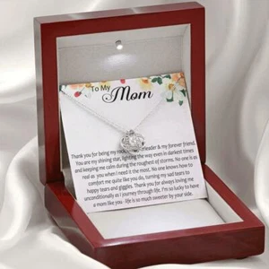 Mother Day Trendy Gift To My Mom Love Knot Necklace for Mommy Mama Birthday Gift - Picture 1 of 5