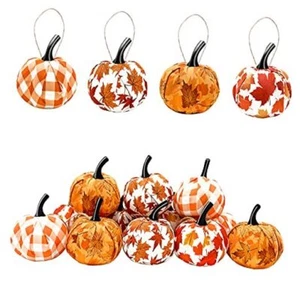 Sfcddtlg 12 Pcs Fall Thanksgiving Day Hanging Pumpkin- Maple Leaf Gingham 12pcs - Picture 1 of 7