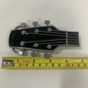 Guitar Black Silver Belt Buckle New - Picture 1 of 6