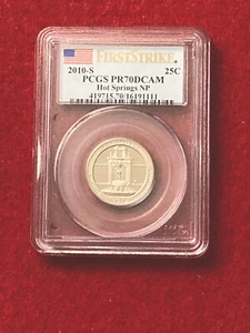 2010-S FIRST STRIKE PCGS PR70 DCAM 25c HOT SPRINGS NP - Picture 1 of 2