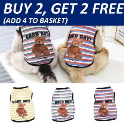 Small Dog T-Shirt Vest Pet Puppy Cat Summer Clothes Coat Top Outfit Costume UK ♬ - Image 1 of 4