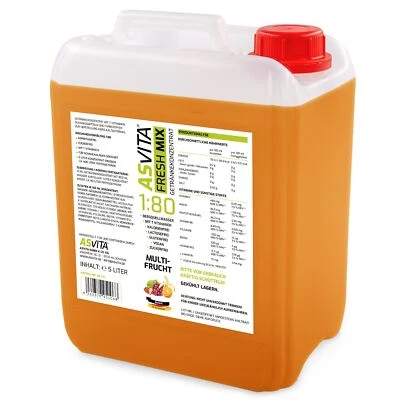 8,00€/L AsVita Fresh Mix 1:80 - 5 Liter Getränkekonzentrat | Sirup ohne Zucker - Bild 1 von 3