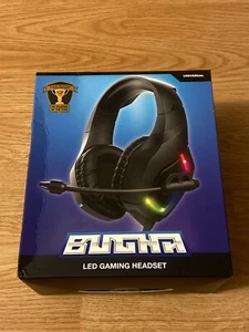 Bugha LED Gaming Headset w/ Boom Mic, 3.5mm Jack & PC Connector - Factory Sealed - Picture 1 of 8