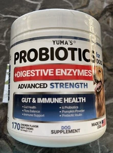 YUMA's Probiotics for Dogs & Digestive Enzymes 170 Chews BB 2/25