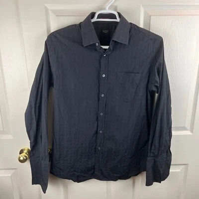Camisa negra manga larga delantera con botones Paul Smith para hombre hecha en Italia talla 16/41 Foto 1 de 4