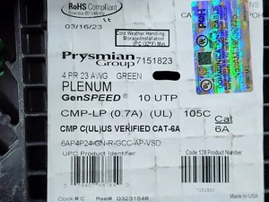 Cable general 7151823 23/4P GenSPEED 10 UTP Cat6A 10GX 10G verde pleno/50 ft - Imagen 1 de 14