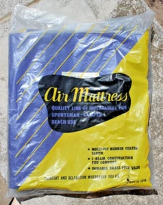 Vintage MIP 1960's Air Mattress Made in Japan Heavy Duty 32 by 78" Blue - Picture 1 of 6