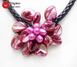 Collar Colgante Flor Concha Barroca Rosa Rosa para Mujer Joyería Cuerda 18"" 6360 - Imagen 1 de 5