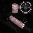 Perfect Pink Car Steering Wheel Cover with Sparkling Bling Decor 3 Piece Set