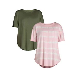 Time and Tru Tunic Tee Women's Size XL Rayon Crew Neck 2-Pack Short Sleeves - Picture 1 of 5