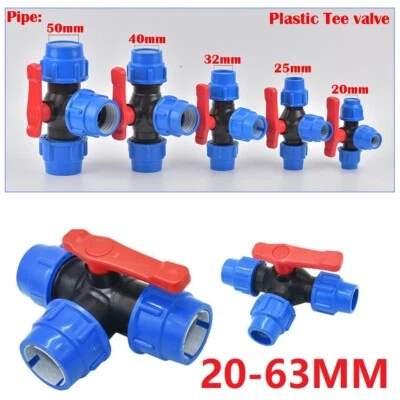 3 Wege Kugelhahn PE Drei Wege Ventil Kunststoff Ball Valve 20/25/32/40/50/63mm - Bild 1 von 4