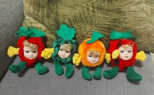 Vintage Puppen Puppen Obst Fruits Plüsch Soft Porzellan Face - Bild 1 von 11