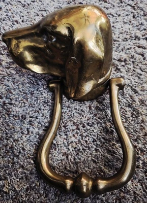 "LLABA DE PUERTA CON CABEZA DE PERRO FIGURA PUNTERO SETTER PERRO SALCHICHA BEAGLE LATÓN PESADO 7"" 3 lb" Foto 1 de 4