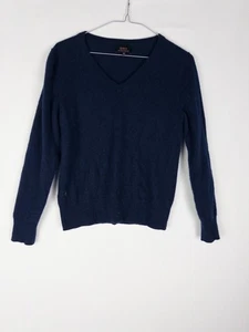 Quitte Cashemere Pullover Damen M Navy Pulli V-Ausschnitt Preppy Langarm Strick - Bild 1 von 7